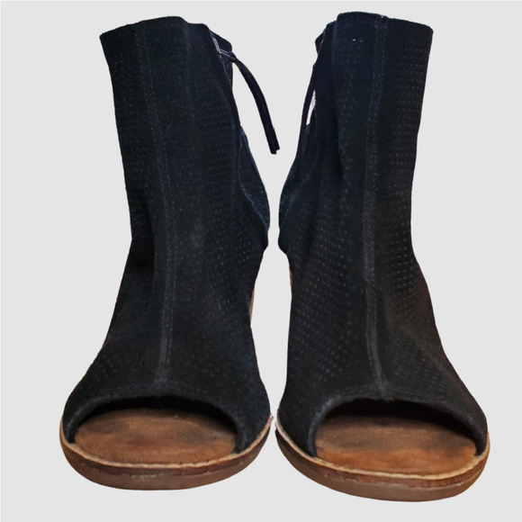 Toms Perforated Suede Open Toe Bootie - Picture 3 of 9